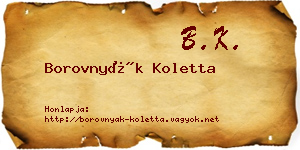 Borovnyák Koletta névjegykártya